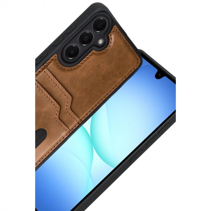 Samsung Galaxy A17 5g Sara Kartvizitli Deri Kılıf - Taba