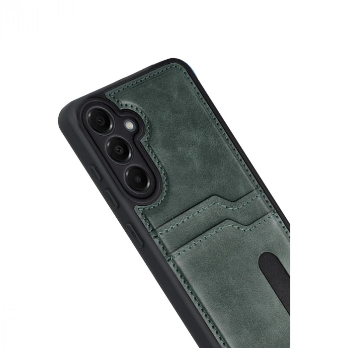 Samsung Galaxy A17 5g Sara Kartvizitli Deri Kılıf - Yeşil