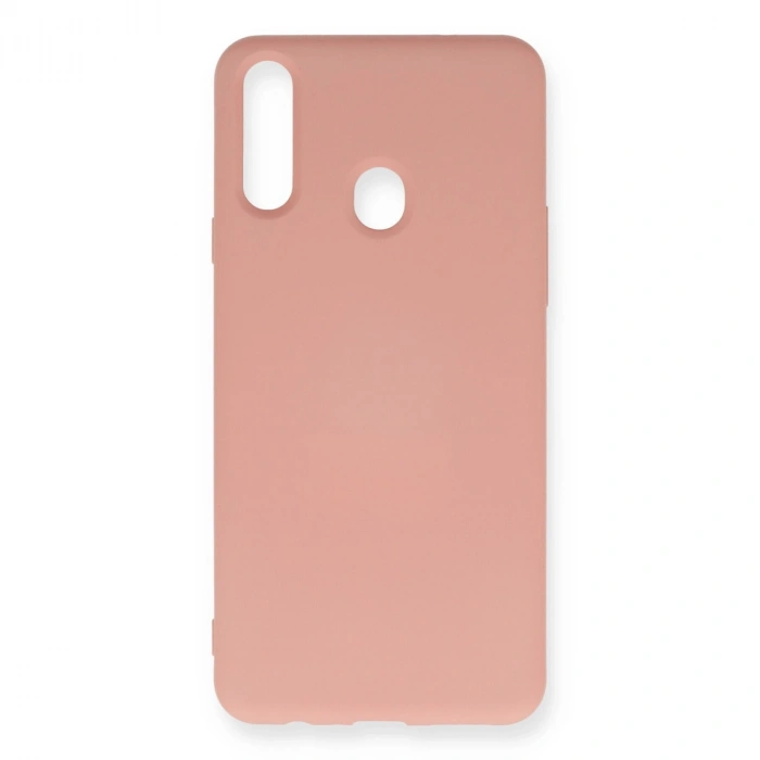 Samsung Galaxy A20s Kılıf Nano İçi Kadife Silikon - Pudra
