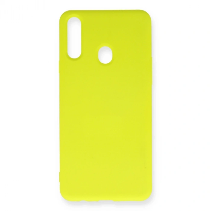 Samsung Galaxy A20s Kılıf Nano İçi Kadife Silikon - Sarı