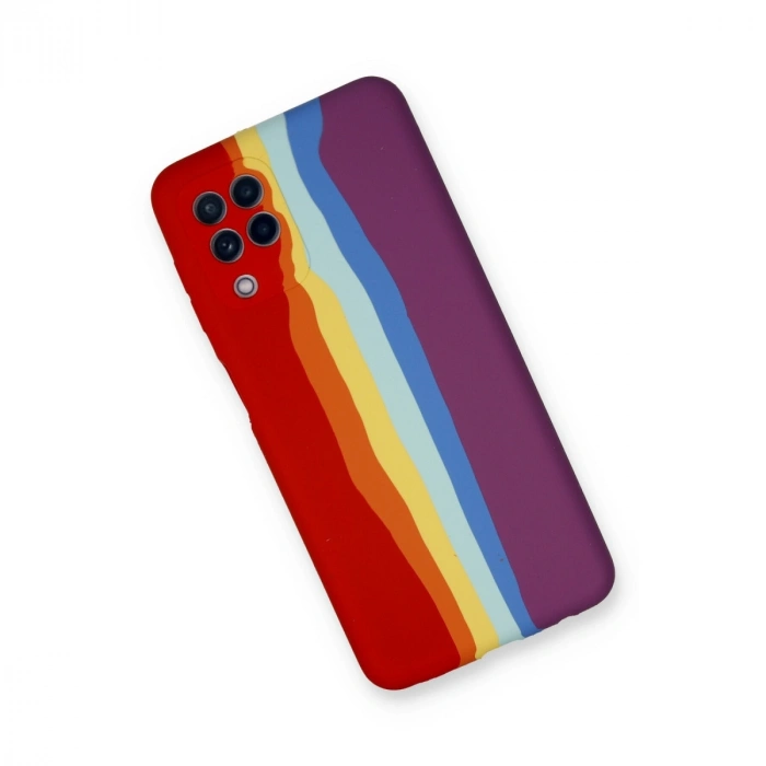 Samsung Galaxy A22 Kılıf Ebruli Lansman Silikon - Kırmızı-mor