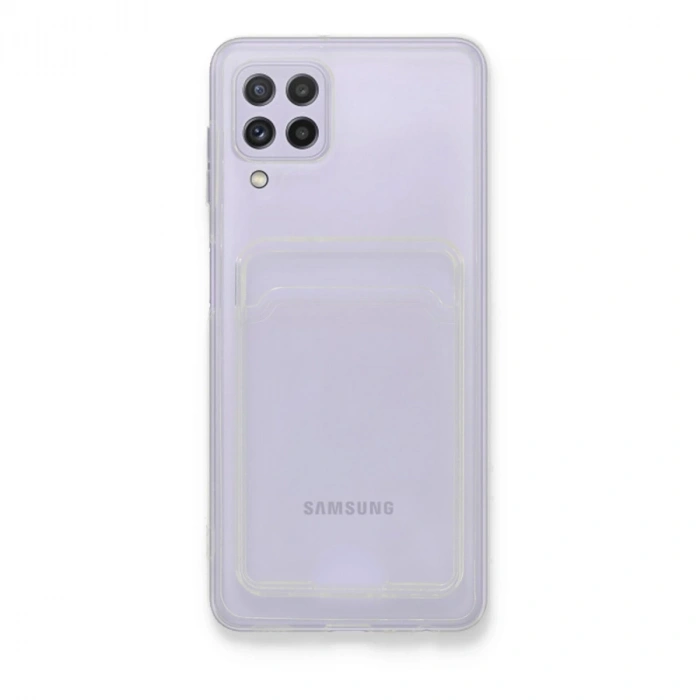 Samsung Galaxy A22 Kılıf Kart Şeffaf Silikon - Şeffaf