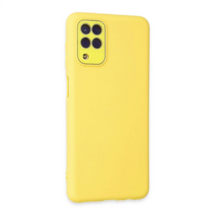 Samsung Galaxy A22 Kılıf Lansman Glass Kapak - Sarı