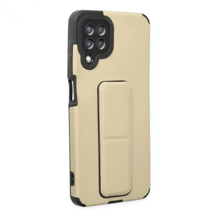Samsung Galaxy A22 Kılıf Mega Standlı Silikon - Gold