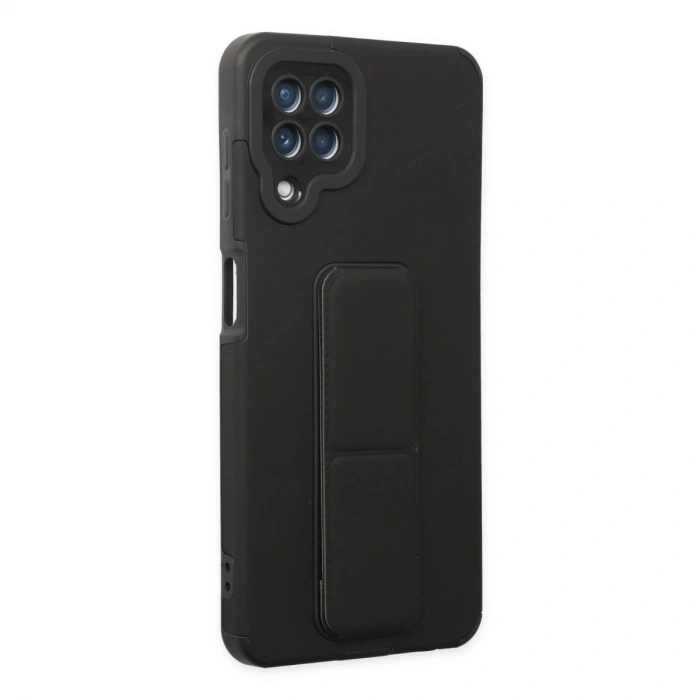Samsung Galaxy A22 Kılıf Mega Standlı Silikon - Siyah