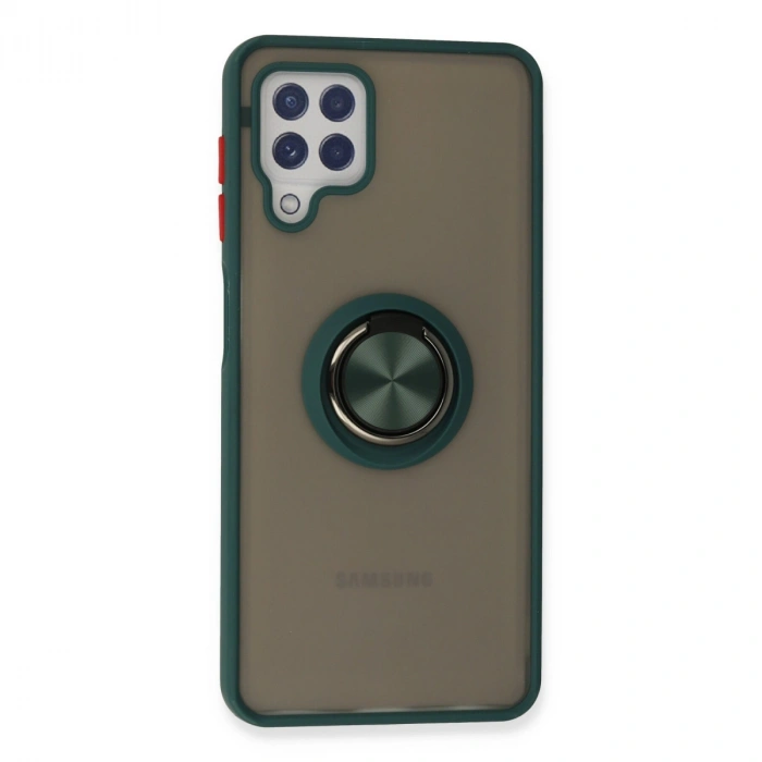 Samsung Galaxy A22 Kılıf Montreal Yüzüklü Silikon Kapak - Yeşil