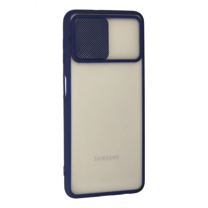 Samsung Galaxy A22 Kılıf Palm Buzlu Kamera Sürgülü Silikon - Lacivert