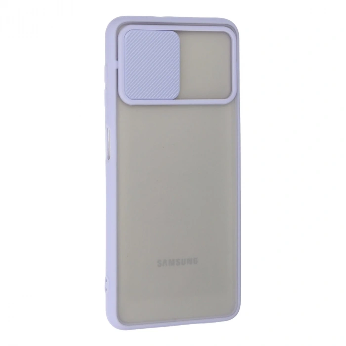 Samsung Galaxy A22 Kılıf Palm Buzlu Kamera Sürgülü Silikon - Lila