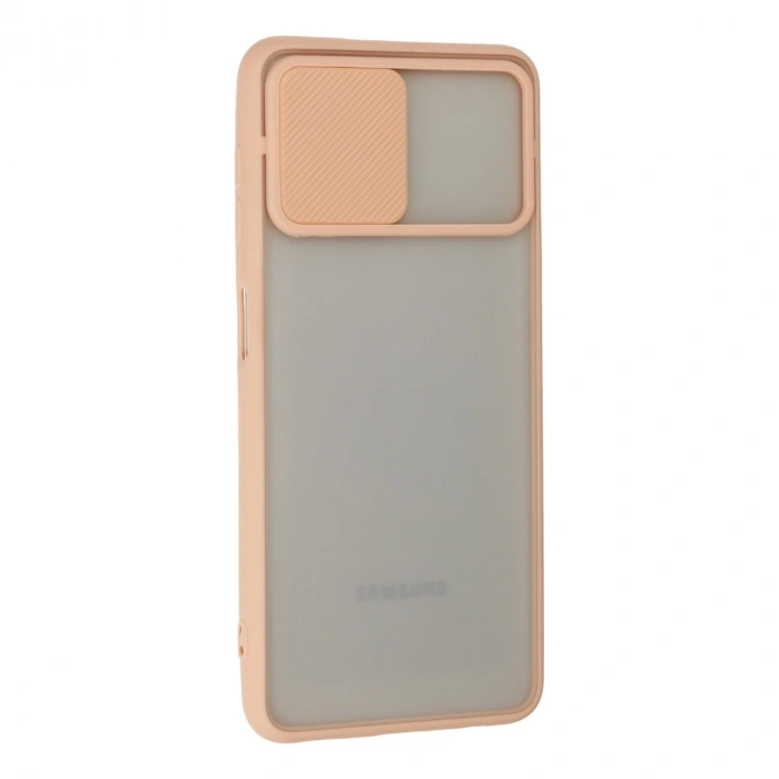 Samsung Galaxy A22 Kılıf Palm Buzlu Kamera Sürgülü Silikon - Pembe