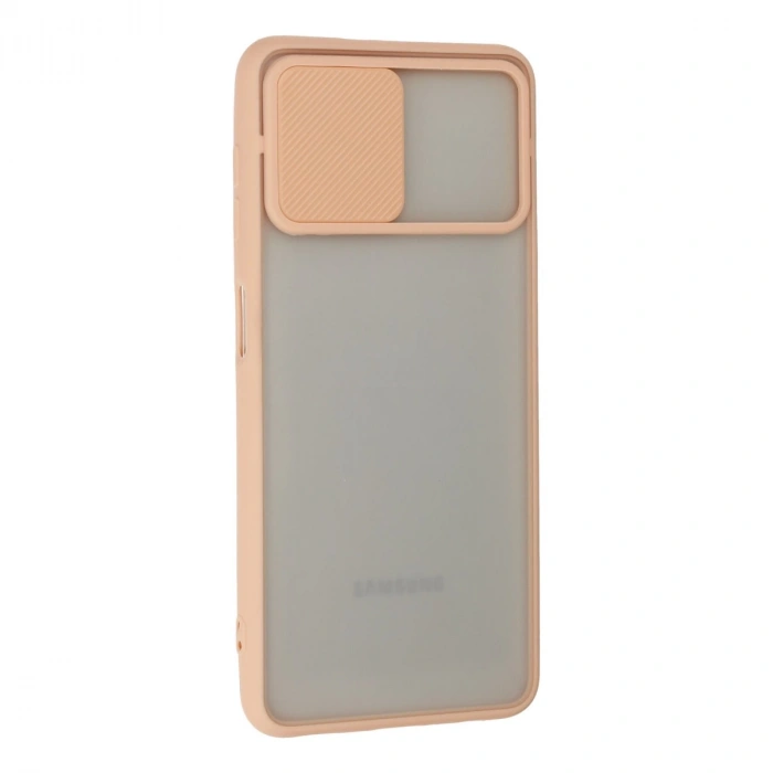 Samsung Galaxy A22 Kılıf Palm Buzlu Kamera Sürgülü Silikon - Pembe