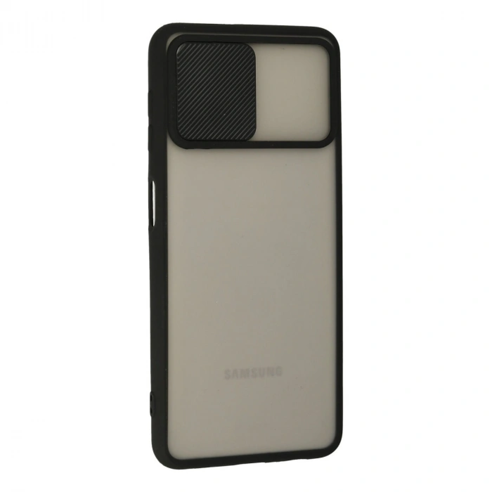 Samsung Galaxy A22 Kılıf Palm Buzlu Kamera Sürgülü Silikon - Siyah