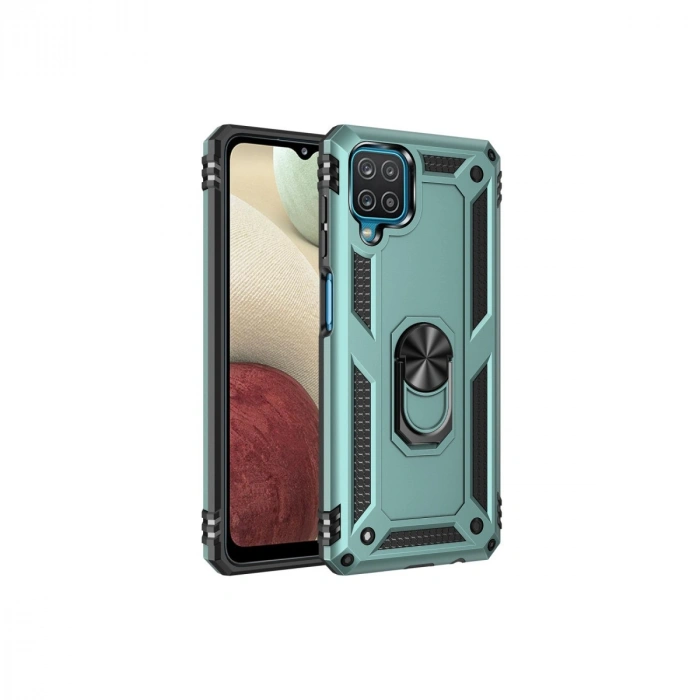 Samsung Galaxy A22 Kılıf Sofya Yüzüklü Silikon Kapak - Yeşil