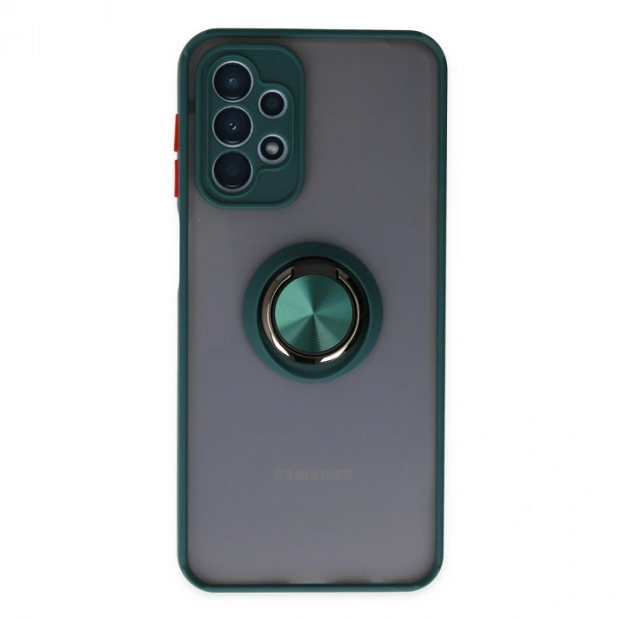 Samsung Galaxy A23 4g Kılıf Montreal Yüzüklü Silikon Kapak - Yeşil