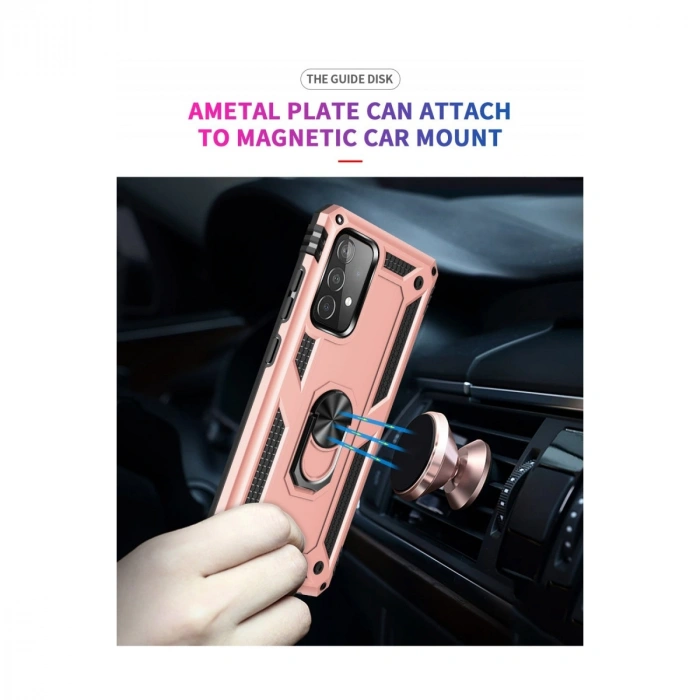 Samsung Galaxy A23 4g Kılıf Sofya Yüzüklü Silikon Kapak - Rose