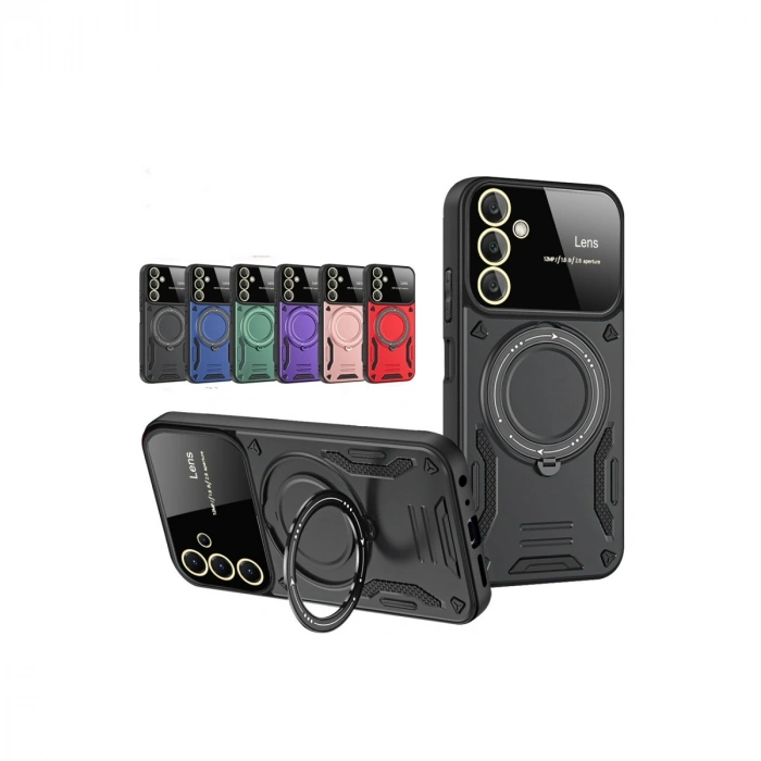 Samsung Galaxy A25 5g Kılıf Joy Lens Standlı Kapak - Kırmızı