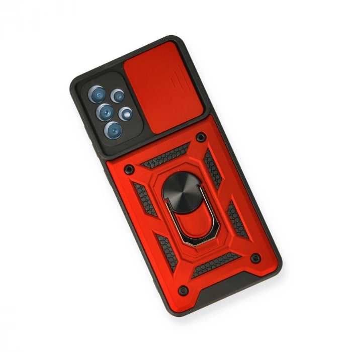 Samsung Galaxy A32 Kılıf Pars Lens Yüzüklü Silikon - Kırmızı