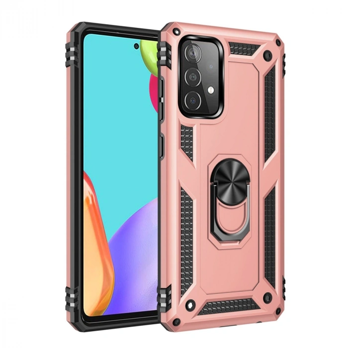 Samsung Galaxy A32 Kılıf Sofya Yüzüklü Silikon Kapak - Rose
