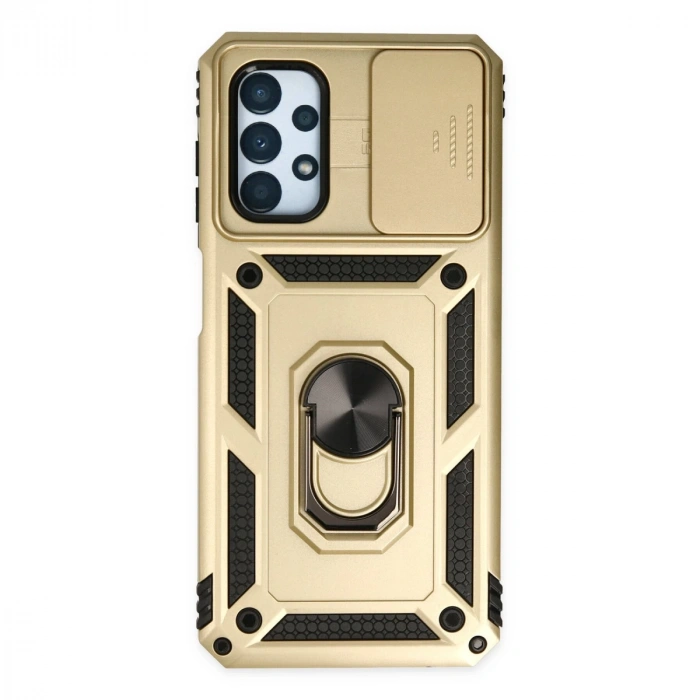Samsung Galaxy A33 5g Kılıf Pars Lens Yüzüklü Silikon - Gold