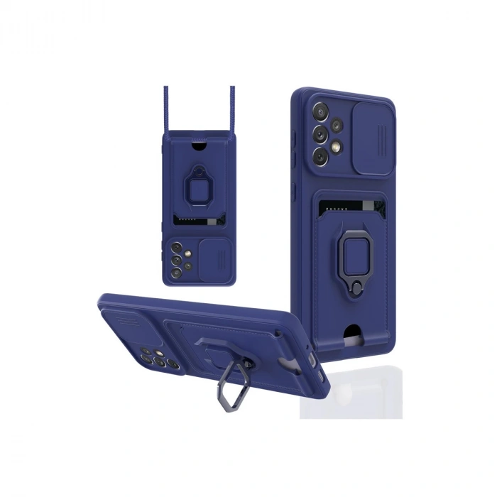 Samsung Galaxy A33 5g Kılıf Zuma Kartvizitli Yüzüklü Silikon - Lacivert