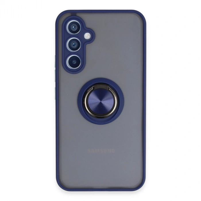 Samsung Galaxy A34 5g Kılıf Montreal Yüzüklü Silikon Kapak - Lacivert