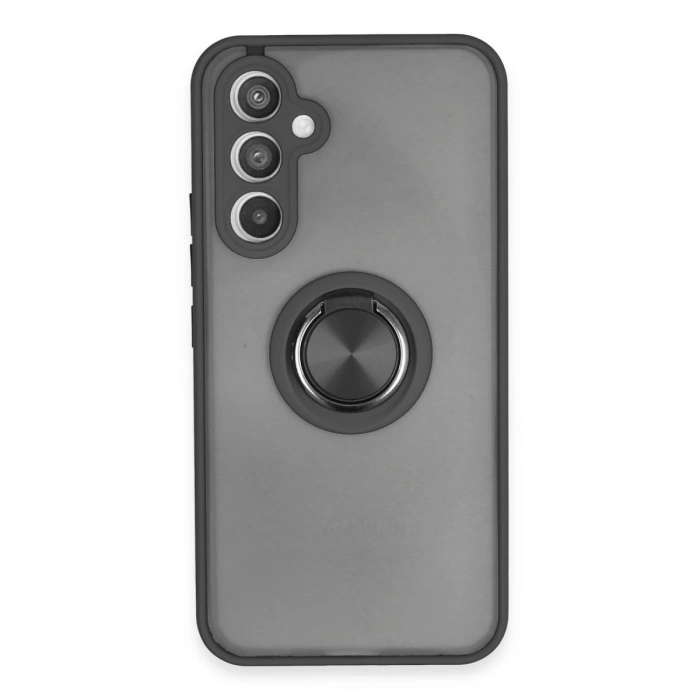 Samsung Galaxy A34 5g Kılıf Montreal Yüzüklü Silikon Kapak - Siyah