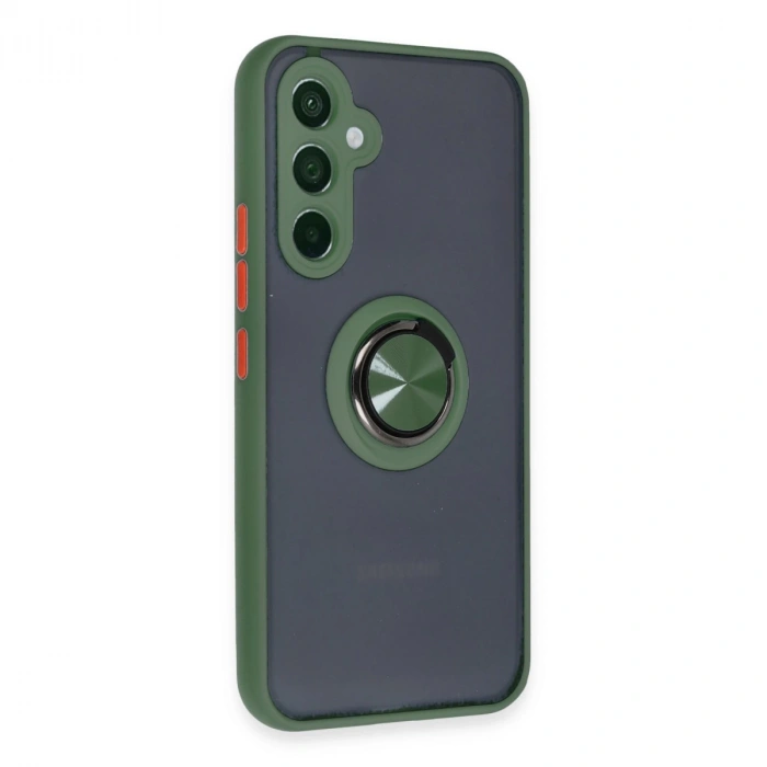 Samsung Galaxy A34 5g Kılıf Montreal Yüzüklü Silikon Kapak - Yeşil
