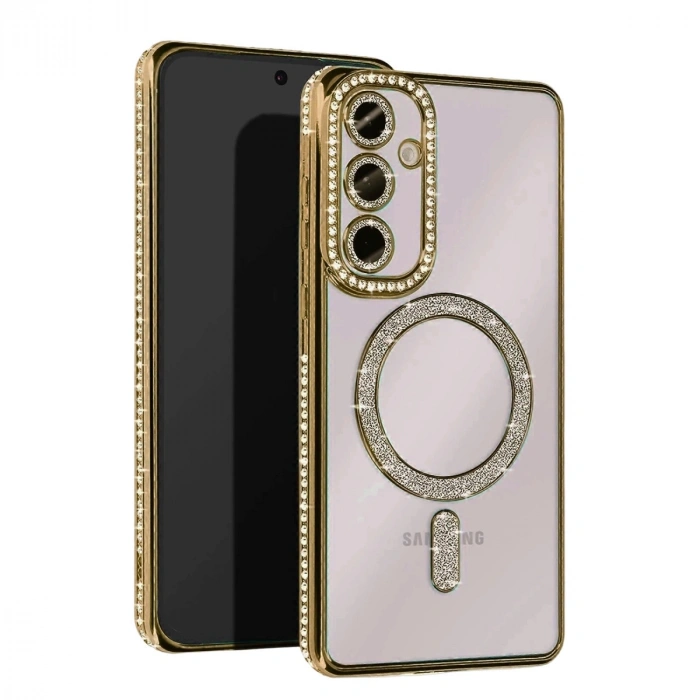 Samsung Galaxy A35 5g Joke Simli Magneticsafe Kılıf - Gold
