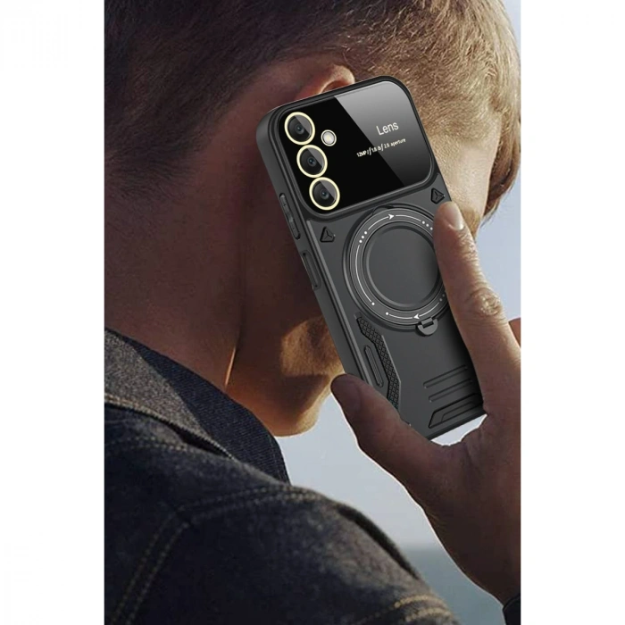 Samsung Galaxy A35 5g Kılıf Joy Lens Standlı Kapak - Mor