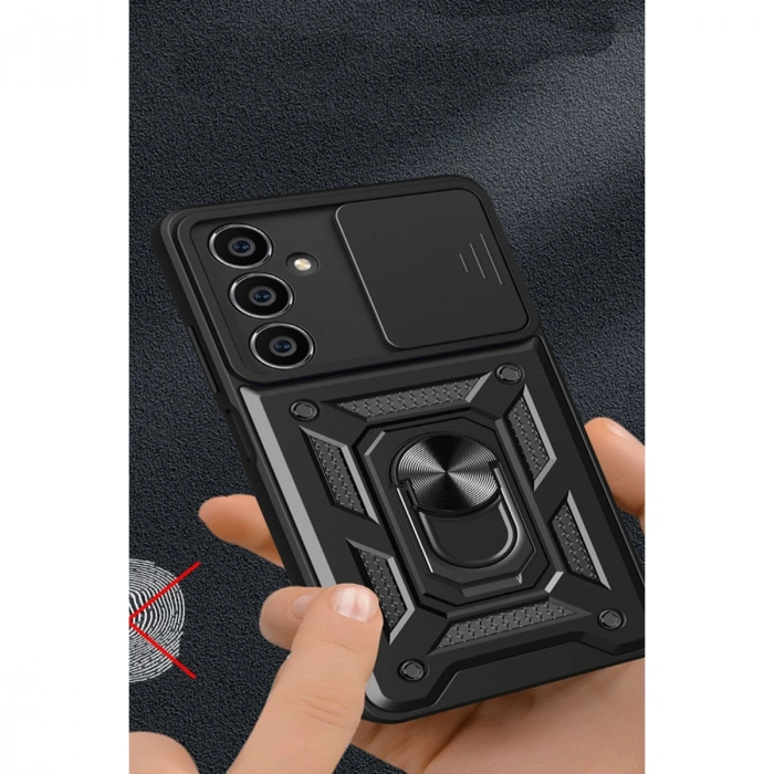 Samsung Galaxy A35 5g Kılıf Pars Lens Yüzüklü Silikon - Kırmızı