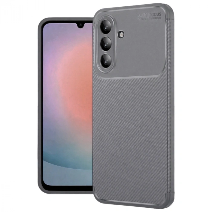 Samsung Galaxy A36 Kılıf Auto Focus Karbon Kapak - Gri