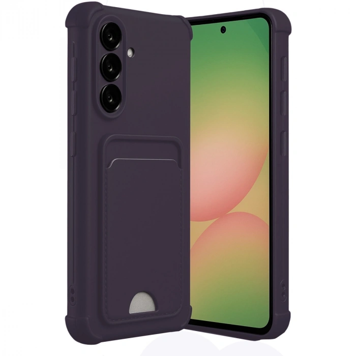 Samsung Galaxy A36 Kılıf Kelvin Kartvizitli Silikon - Derin Mor