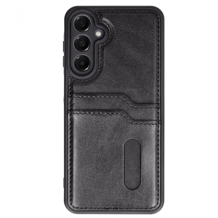 Samsung Galaxy A36 Kılıf Sara Kartvizitli Deri Kılıf - Siyah