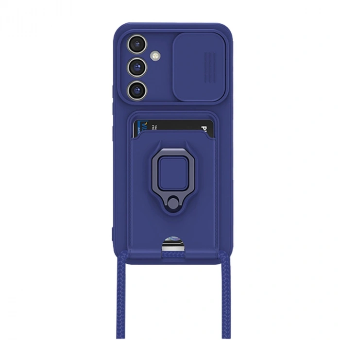 Samsung Galaxy A36 Kılıf Zuma Kartvizitli Yüzüklü Silikon - Lacivert