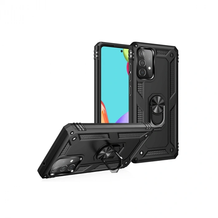 Samsung Galaxy A52 Kılıf Sofya Yüzüklü Silikon Kapak - Siyah