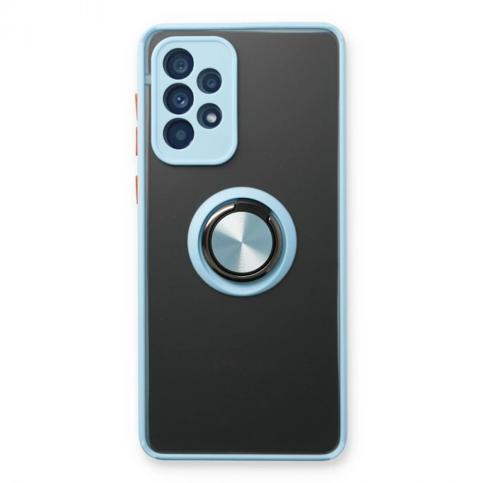 Samsung Galaxy A53 5g Kılıf Montreal Yüzüklü Silikon Kapak - Buz Mavi