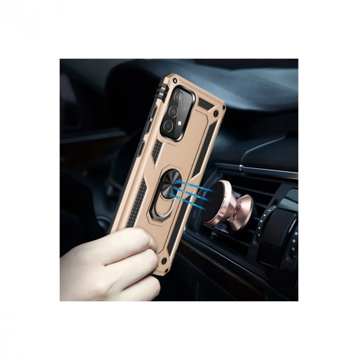 Samsung Galaxy A53 5g Kılıf Sofya Yüzüklü Silikon Kapak - Gold