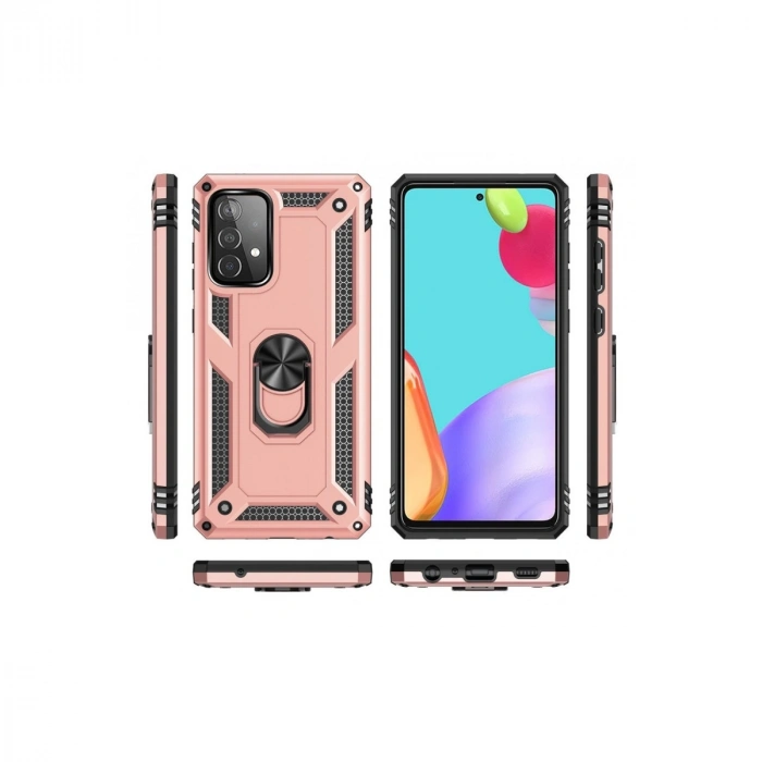 Samsung Galaxy A53 5g Kılıf Sofya Yüzüklü Silikon Kapak - Rose