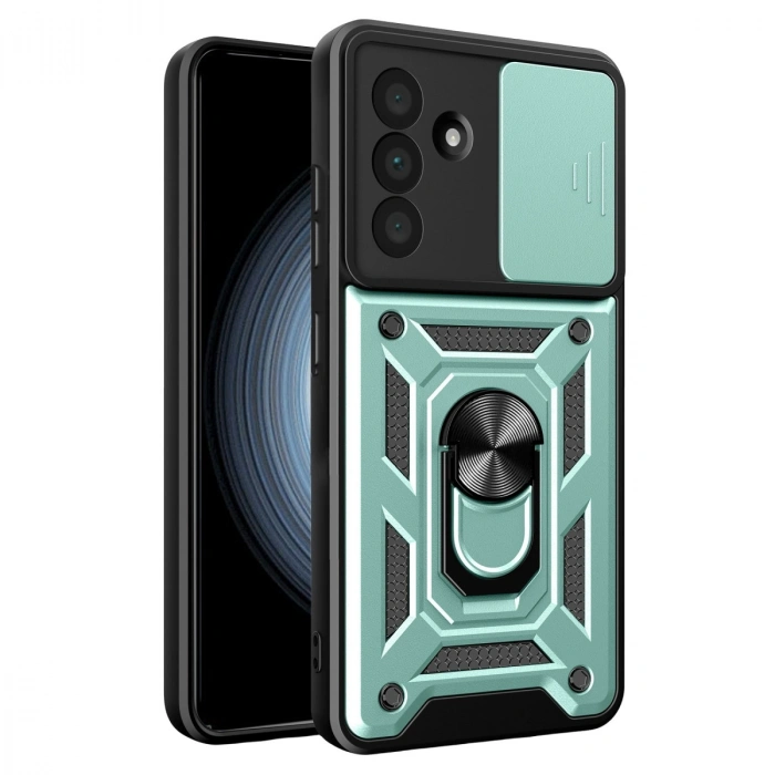 Samsung Galaxy A57 5g Pars Lens Yüzüklü Silikon - Yeşil