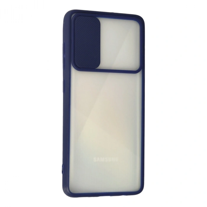 Samsung Galaxy A71 Kılıf Palm Buzlu Kamera Sürgülü Silikon - Lacivert