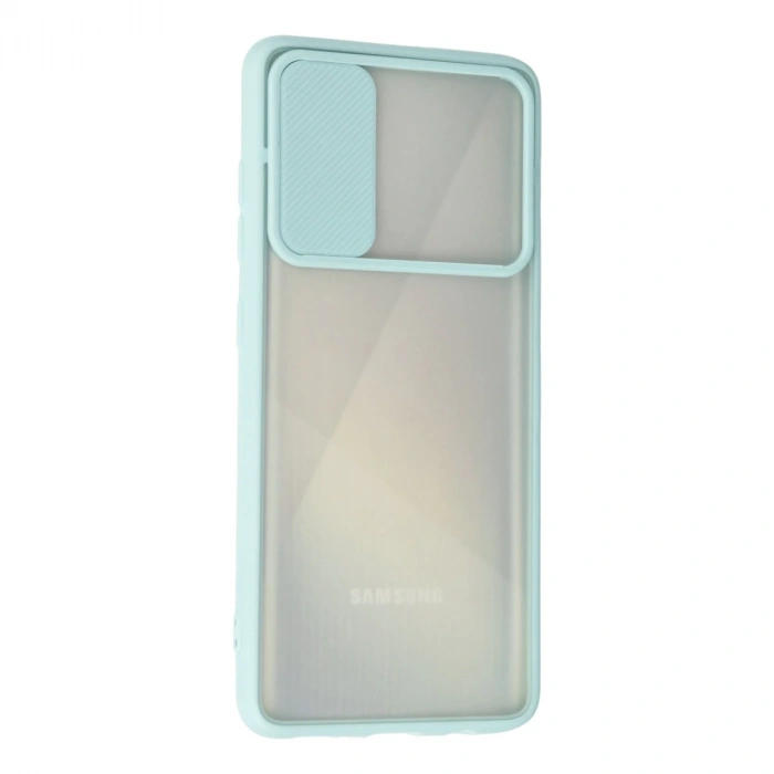 Samsung Galaxy A71 Kılıf Palm Buzlu Kamera Sürgülü Silikon - Turkuaz