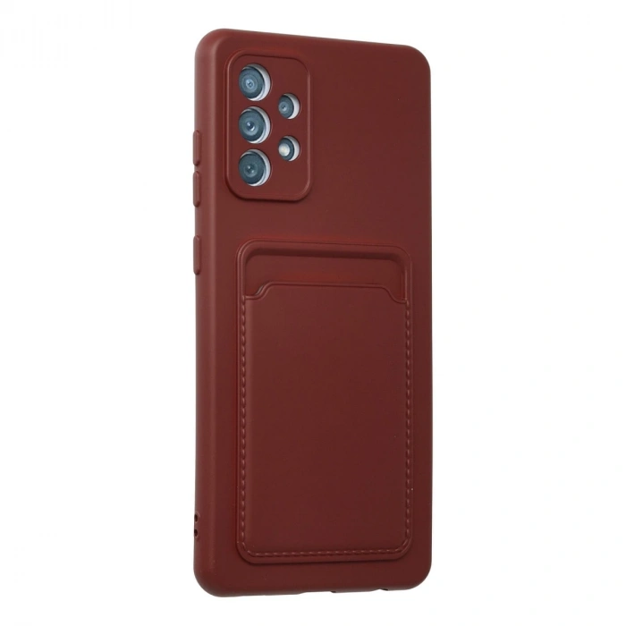 Samsung Galaxy A72 Kılıf Kelvin Kartvizitli Silikon - Bordo