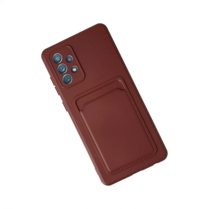 Samsung Galaxy A72 Kılıf Kelvin Kartvizitli Silikon - Bordo