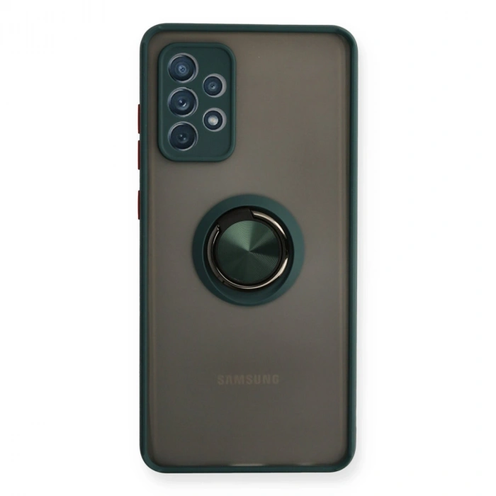 Samsung Galaxy A72 Kılıf Montreal Yüzüklü Silikon Kapak - Yeşil