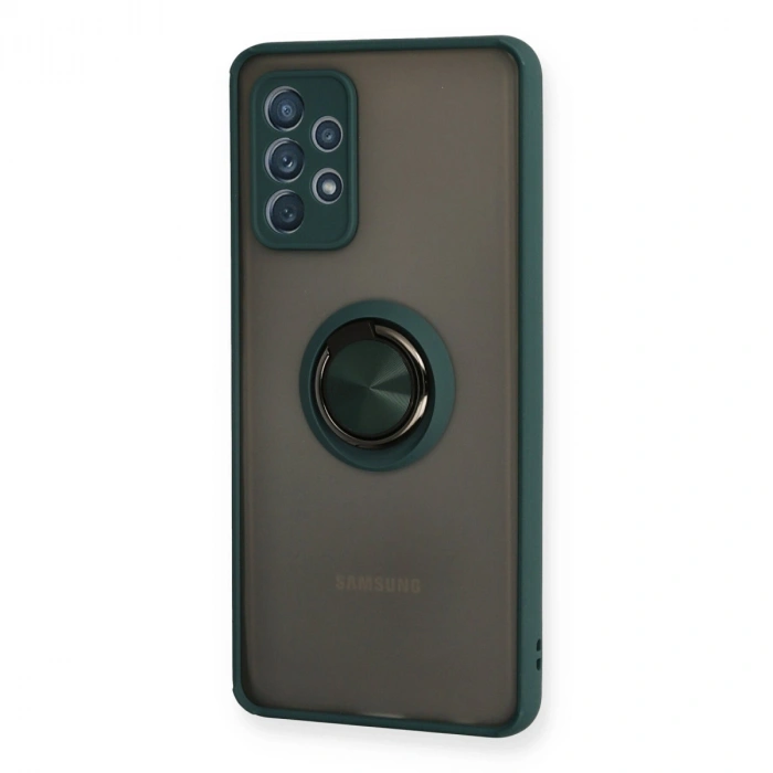 Samsung Galaxy A72 Kılıf Montreal Yüzüklü Silikon Kapak - Yeşil