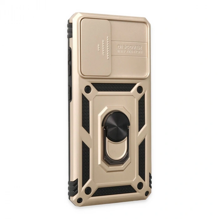 Samsung Galaxy A72 Kılıf Pars Lens Yüzüklü Silikon - Gold