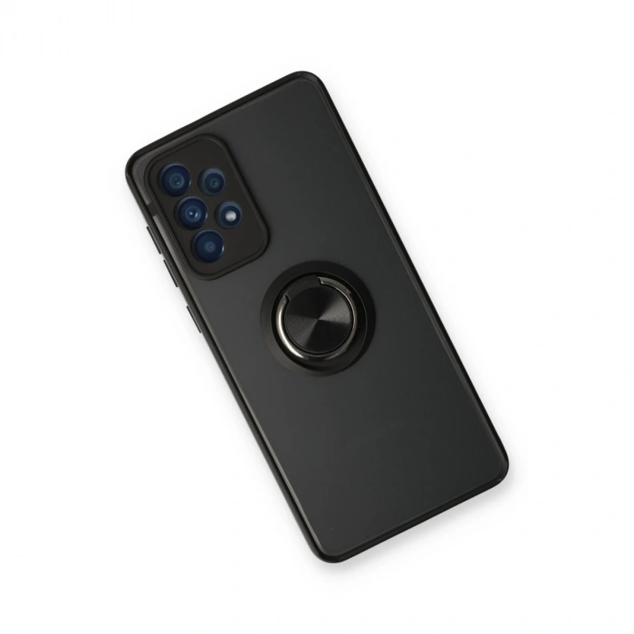 Samsung Galaxy A73 5g Kılıf Montreal Yüzüklü Silikon Kapak - Siyah