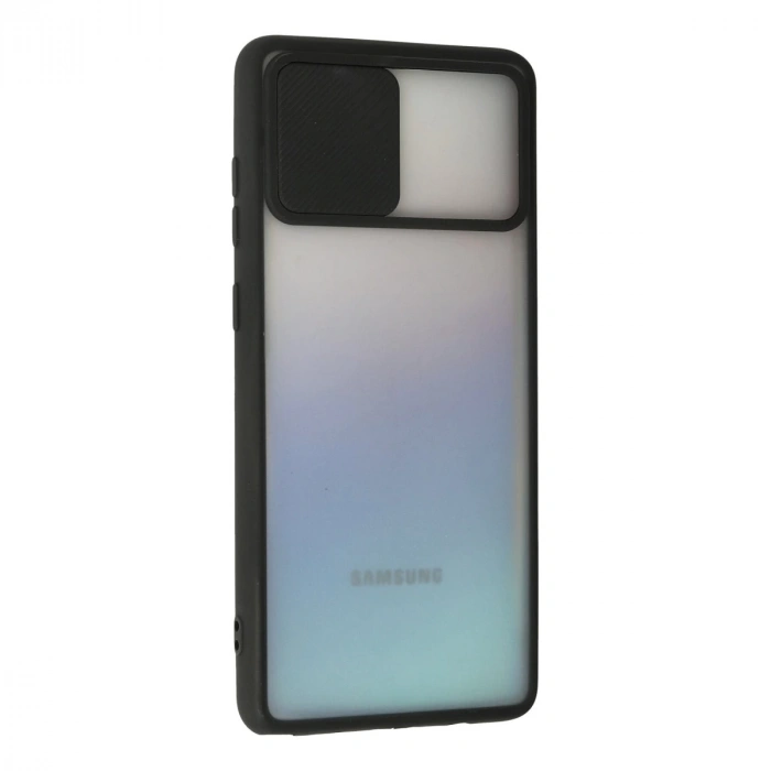 Samsung Galaxy A81 / Note 10 Lite Kılıf Palm Buzlu Kamera Sürgülü Silikon - Siyah