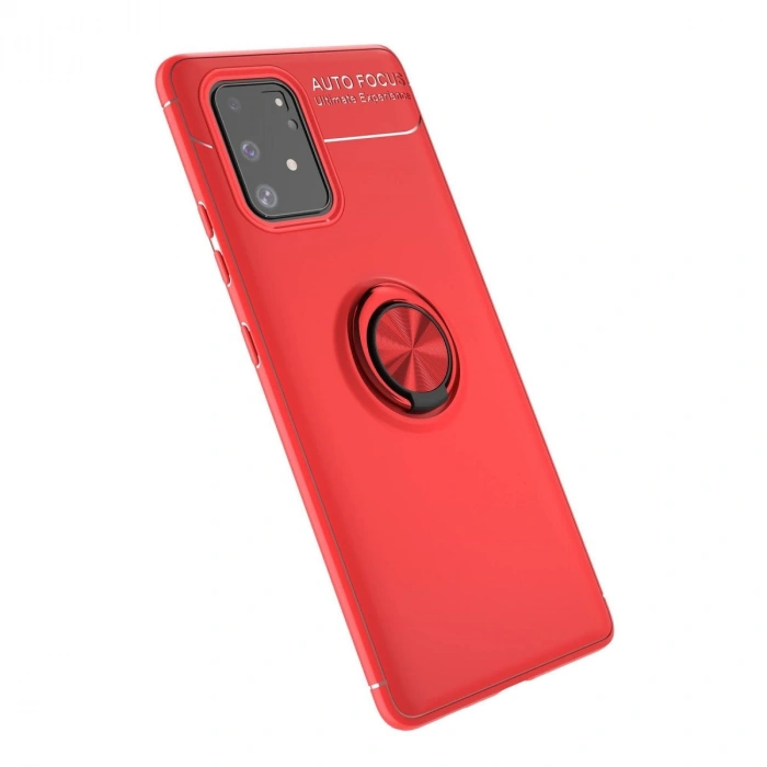 Samsung Galaxy A91 / S10 Lite Kılıf Range Yüzüklü Silikon - Kırmızı