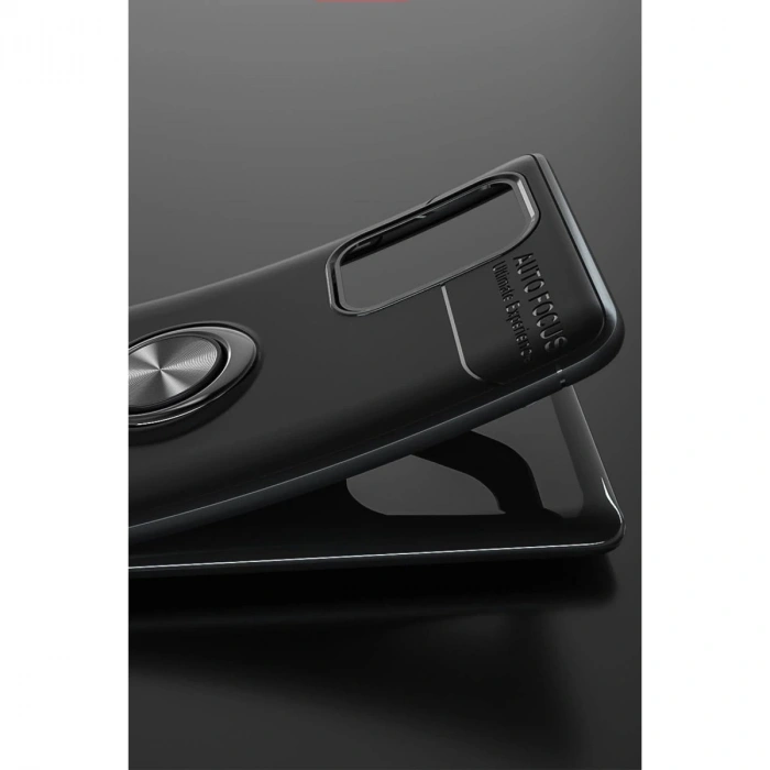 Samsung Galaxy A91 / S10 Lite Kılıf Range Yüzüklü Silikon - Siyah-gold