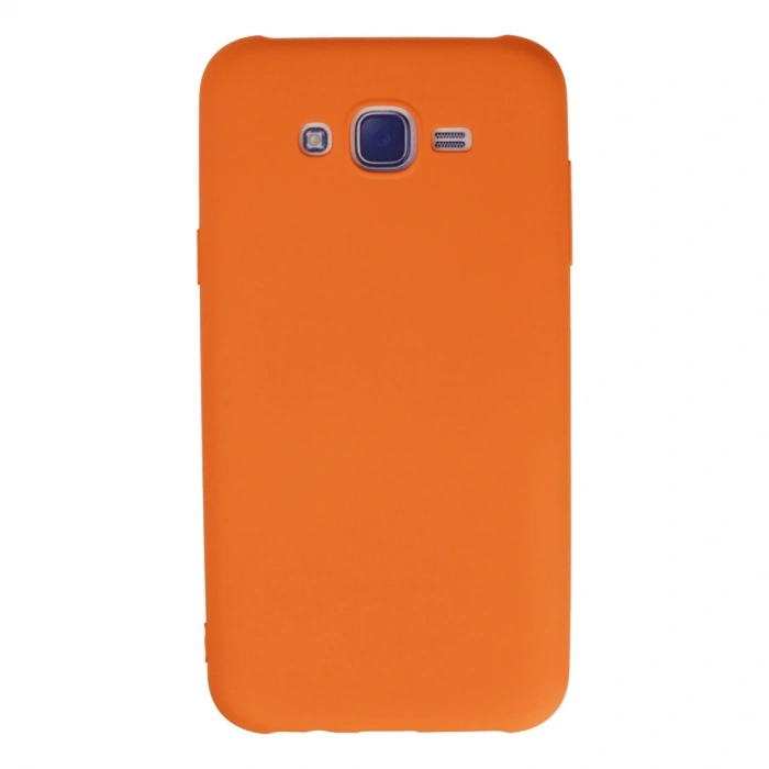 Samsung Galaxy J7 Kılıf Nano İçi Kadife Silikon - Turuncu